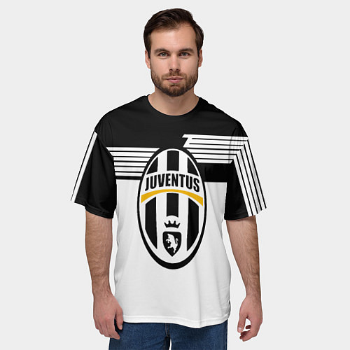 Мужская футболка оверсайз Juventus полосы линии / 3D-принт – фото 3