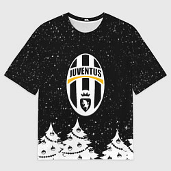 Футболка оверсайз мужская Ювентус новый год, цвет: 3D-принт