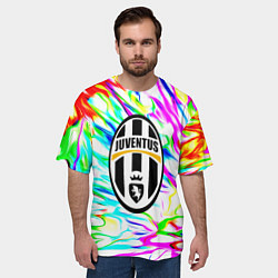 Футболка оверсайз мужская Ювентус жидкие краски текстура, цвет: 3D-принт — фото 2