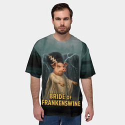 Футболка оверсайз мужская Франкенштейн свинья невеста, цвет: 3D-принт — фото 2