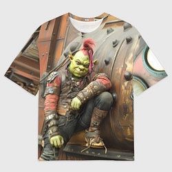 Футболка оверсайз мужская Шрек в панковских шмотках, цвет: 3D-принт