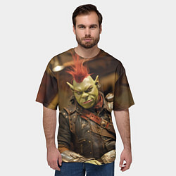 Футболка оверсайз мужская Шрек панк в человеческом облике, цвет: 3D-принт — фото 2