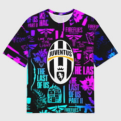 Футболка оверсайз мужская Одни из нас x ювентус неон паттерн, цвет: 3D-принт