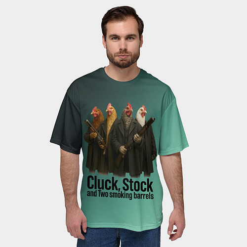 Мужская футболка оверсайз Петухи - карты деньги два ствола / 3D-принт – фото 3