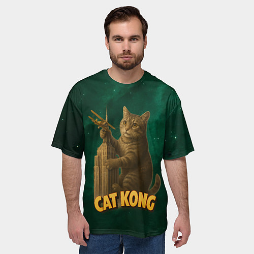 Мужская футболка оверсайз Cat Cong пародия на Кинг Конг / 3D-принт – фото 3