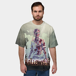 Футболка оверсайз мужская Halloween зомби, цвет: 3D-принт — фото 2
