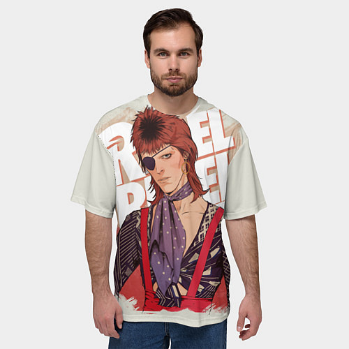 Мужская футболка оверсайз David Bowie Rebel Rebel / 3D-принт – фото 3
