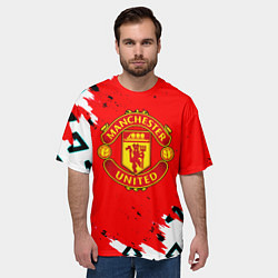 Футболка оверсайз мужская Манчестер Юнайтед символы краски, цвет: 3D-принт — фото 2