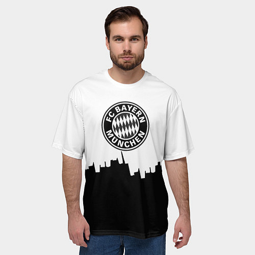 Мужская футболка оверсайз Bayern Mnchen пиксели / 3D-принт – фото 3