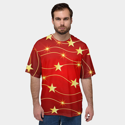 Мужская футболка оверсайз Звёздная гирлянда / 3D-принт – фото 3