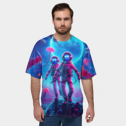 Футболка оверсайз мужская Астронавты Морти и Рик на планете розовых неоновых, цвет: 3D-принт — фото 2