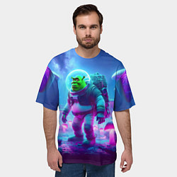 Футболка оверсайз мужская Шрек бравый космонавт на планете неоновых грибов, цвет: 3D-принт — фото 2