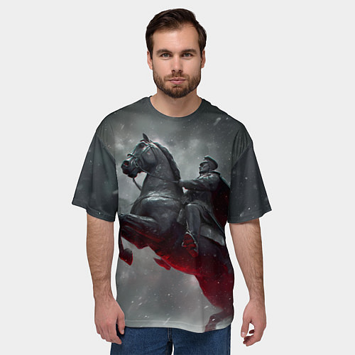 Мужская футболка оверсайз Всадник в плаще на коне / 3D-принт – фото 3