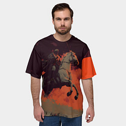 Футболка оверсайз мужская Всадник на лошади, цвет: 3D-принт — фото 2