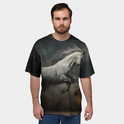 Футболка оверсайз мужская Прыжок белой лошади, цвет: 3D-принт — фото 2