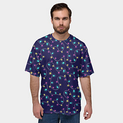 Футболка оверсайз мужская Новогодние гирлянды, цвет: 3D-принт — фото 2