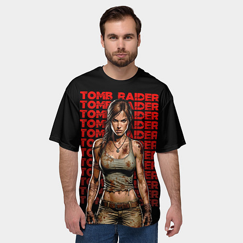 Мужская футболка оверсайз Lara Croft - расхитительница гробниц / 3D-принт – фото 3