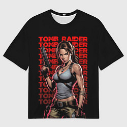 Футболка оверсайз мужская Лара с пушками в руках, цвет: 3D-принт