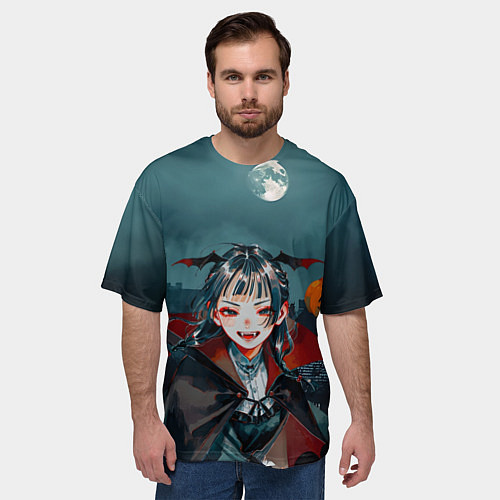 Мужская футболка оверсайз Вампирша МаоМао - Монолог Фармацевта аниме Хэллоуи / 3D-принт – фото 3