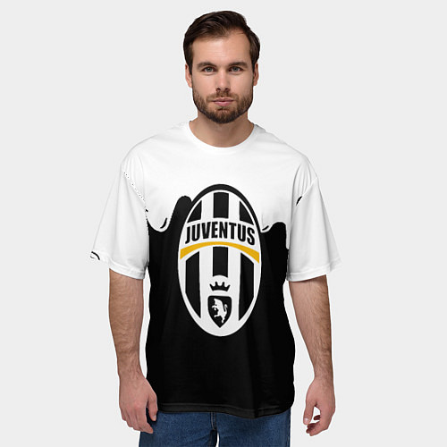 Мужская футболка оверсайз Juventus капли красок / 3D-принт – фото 3