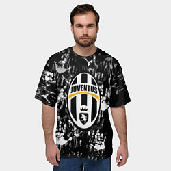 Футболка оверсайз мужская Ювентус текстура руки краски, цвет: 3D-принт — фото 2