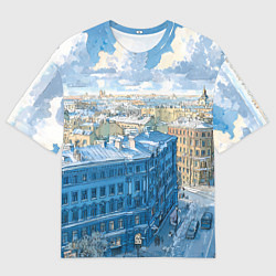 Футболка оверсайз мужская Зимний утренний Питер, цвет: 3D-принт