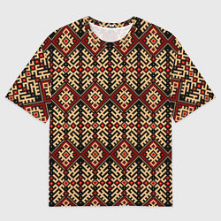 Футболка оверсайз мужская Славянский вышивной орнамент макошь, цвет: 3D-принт