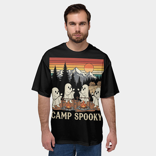 Мужская футболка оверсайз Приведения на кемпинге / 3D-принт – фото 3
