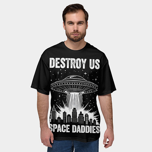 Мужская футболка оверсайз Нападение нло / 3D-принт – фото 3