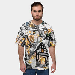 Футболка оверсайз мужская Объемные новогодние дома, цвет: 3D-принт — фото 2