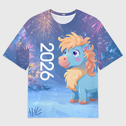 Футболка оверсайз мужская Милая лошадка 2026, цвет: 3D-принт