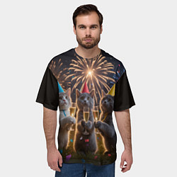 Футболка оверсайз мужская Праздничные коты, цвет: 3D-принт — фото 2