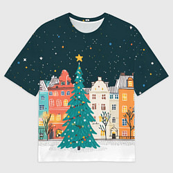 Футболка оверсайз мужская Новогодняя ночь в городе, цвет: 3D-принт