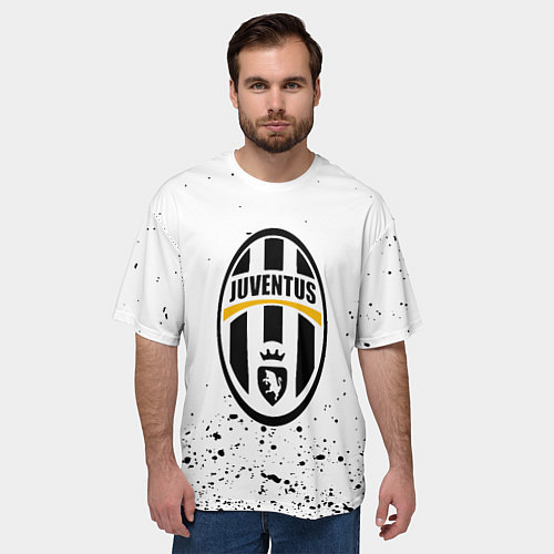 Мужская футболка оверсайз Juventus краски текстура всплеск / 3D-принт – фото 3