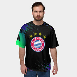 Футболка оверсайз мужская Бавария Мюнхен краски текстура, цвет: 3D-принт — фото 2
