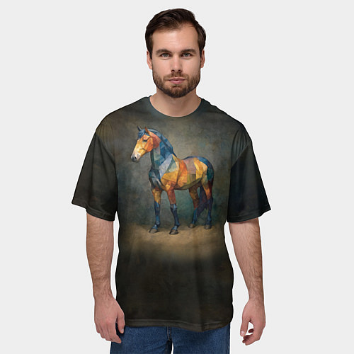 Мужская футболка оверсайз Конь Ренессанс / 3D-принт – фото 3