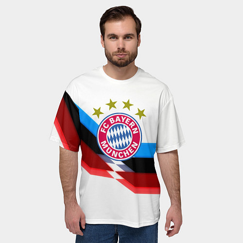 Мужская футболка оверсайз Бавария Мюнхен геометрия спорт / 3D-принт – фото 3