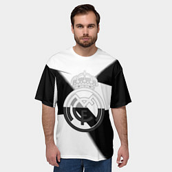 Футболка оверсайз мужская Реал Мадрид геометрия полосы, цвет: 3D-принт — фото 2