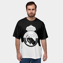 Футболка оверсайз мужская Реал Мадрид огонь белый, цвет: 3D-принт — фото 2