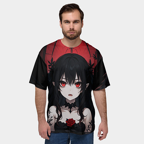 Мужская футболка оверсайз Девушка в стиле аниме в воде / 3D-принт – фото 3