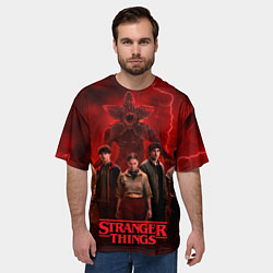 Футболка оверсайз мужская Герои и демогоргон Загадочные события финал, цвет: 3D-принт — фото 2