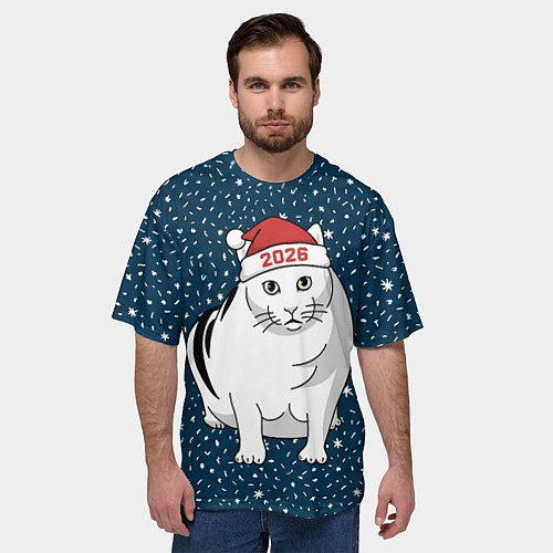 Мужская футболка оверсайз Кот мем - 2026 / 3D-принт – фото 3