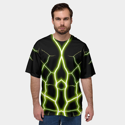 Мужская футболка оверсайз Color green black / 3D-принт – фото 3