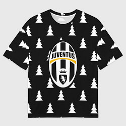 Футболка оверсайз мужская Ювентус ёлочки паттерн, цвет: 3D-принт