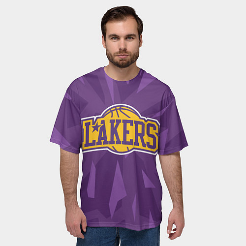 Мужская футболка оверсайз NBA Los Angeles Lakers / 3D-принт – фото 3