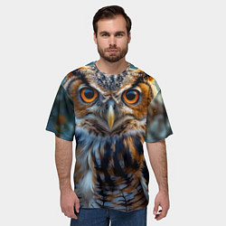 Футболка оверсайз мужская Лунная сова в лесу, цвет: 3D-принт — фото 2