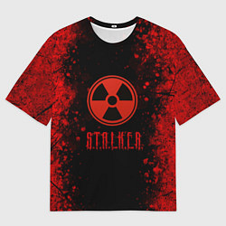 Футболка оверсайз мужская Stalker - красное на черном, цвет: 3D-принт