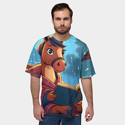 Футболка оверсайз мужская Лошадка уютным вечером, цвет: 3D-принт — фото 2