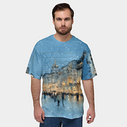 Футболка оверсайз мужская Снежный вечер Санкт-Петербурга, цвет: 3D-принт — фото 2