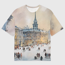 Футболка оверсайз мужская Снежный зимний Питер, цвет: 3D-принт